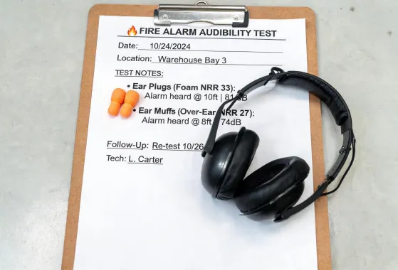 Hearing protection for alarm testing
